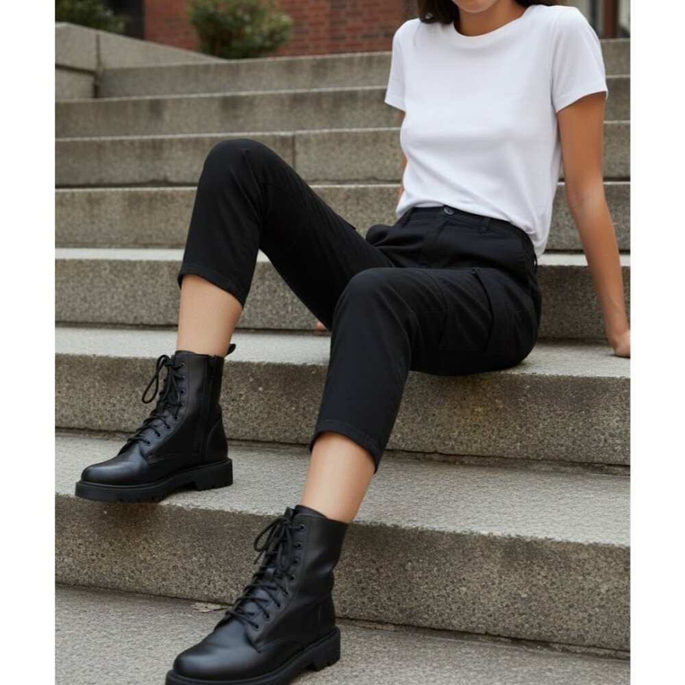 NWT J Brand Margho in Direct Black Utility Crop Stretch Twill Pants 23 - Picture 2 of 9